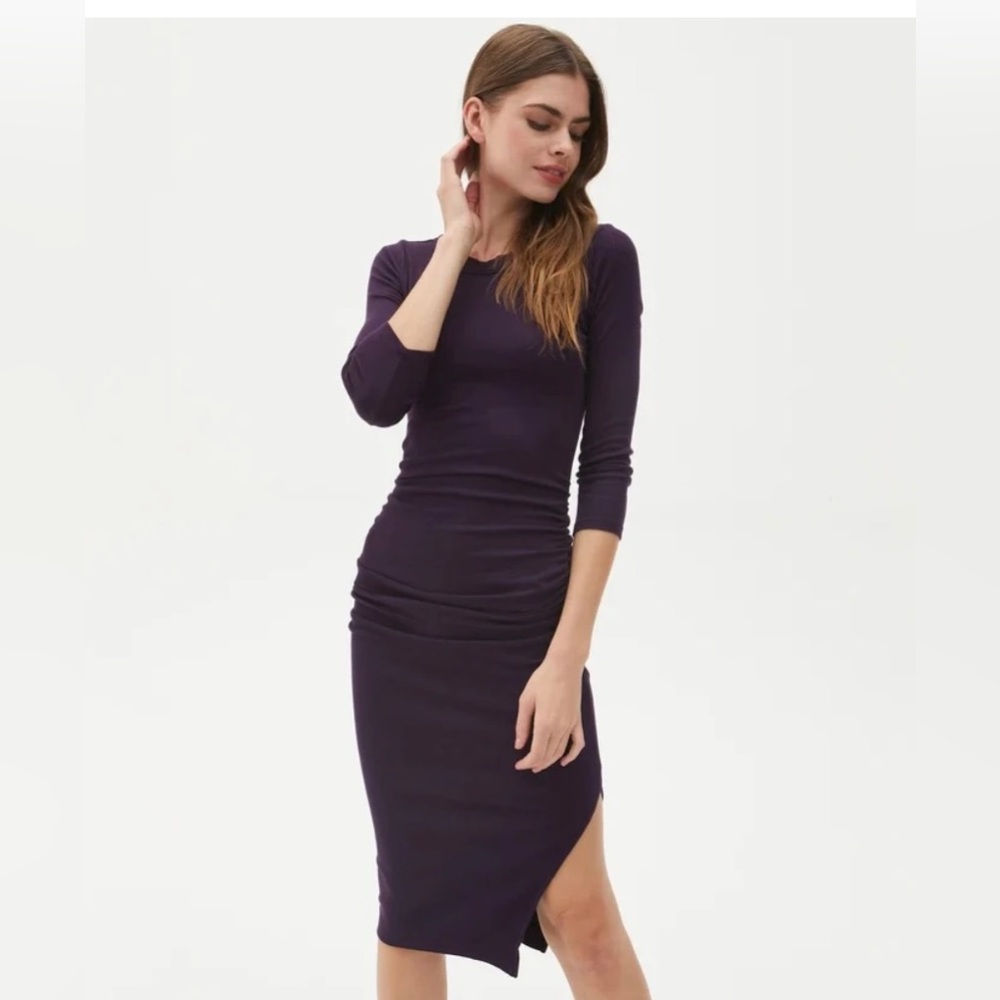 MICHAEL STARS NWT CHRISTY 3/4 SLEEVE TAHOE JERSEY MIDI DRESS - Picture 4 of 8